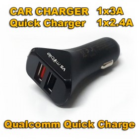  зарядно за кола 3.0А и 2.4А с 2xUSB изхода зарядно за  с технология за бързо зареждане Qualcomm Quick Charge